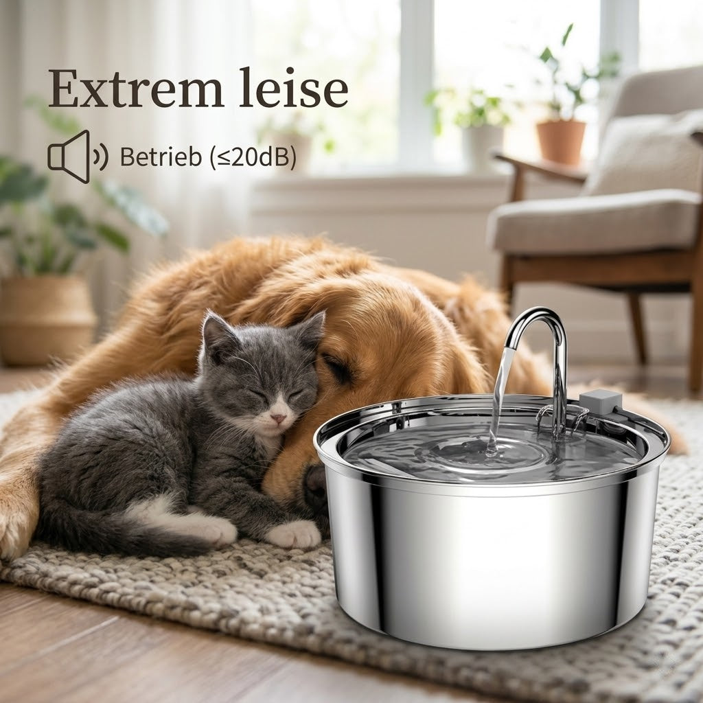 Trinkbrunnen aus Edelstahl für Hunde und Katzen – Frisches Wasser in Premium-Qualität