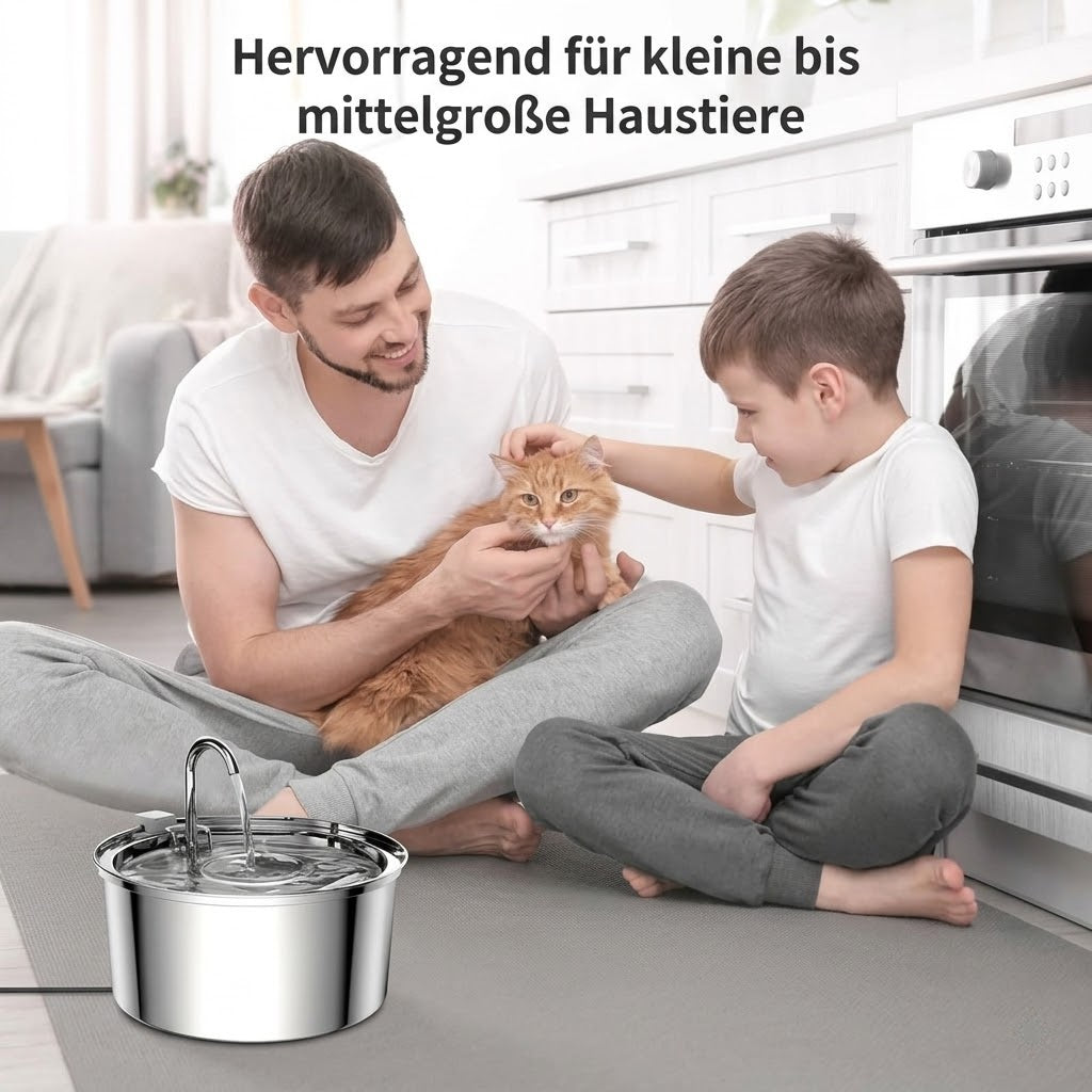 Trinkbrunnen aus Edelstahl für Hunde und Katzen – Frisches Wasser in Premium-Qualität