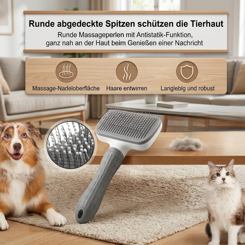 Selbstreinigende Tierhaarbürste