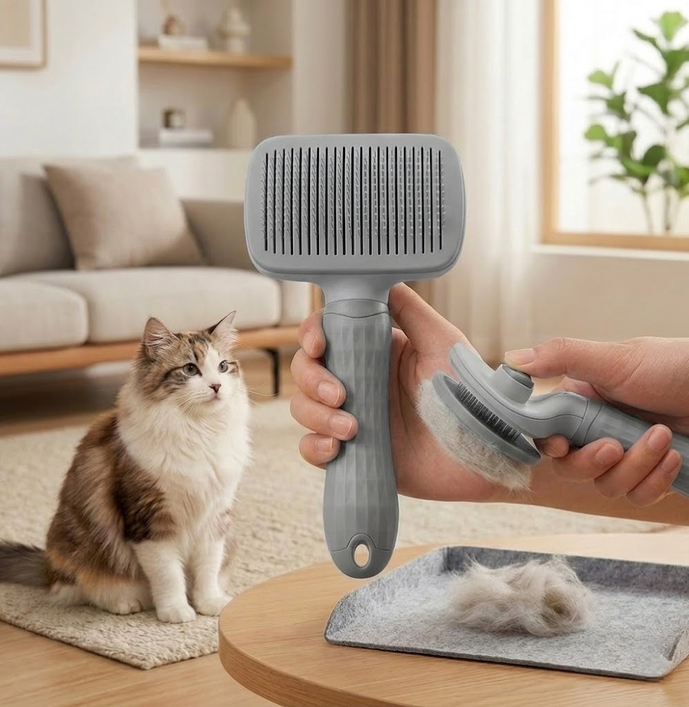 Selbstreinigende Tierhaarbürste