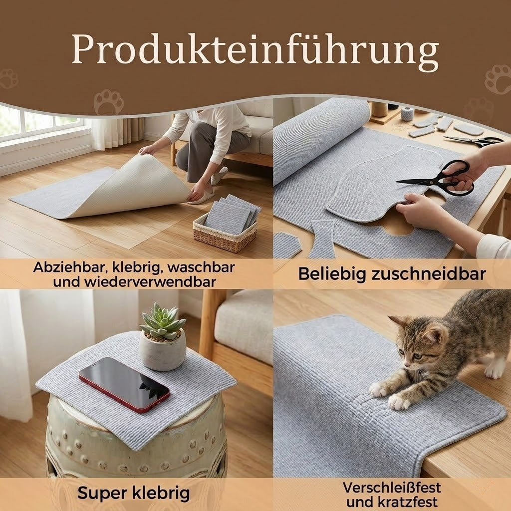 Selbstklebender Katzen-Kratzteppich – Ideal für Sofa, Wand und Ecken